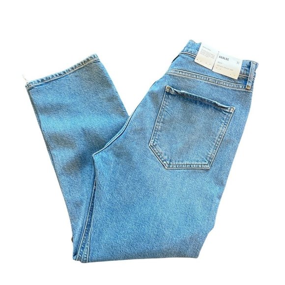 Agolde Riley High Rise Straight Crop Jeans Whiplash NWT - Picture 4 of 10